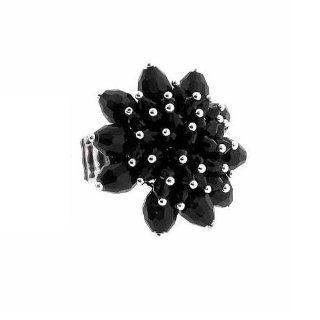 Ring 946a 65 Bead Black Silver Plated Jewelry