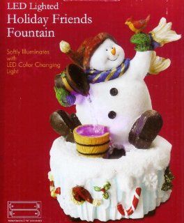 Nature's Mark LED Lighted Holiday Friends Snowman Color Changing Fountain   Tabletop Fountains