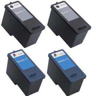 4 Pack Remanufactured (Series 11) DELL CN594 and CN596 (2 Black + 2 Color) Ink Cartridges KX701 KX703 for Dell 948 All In One, V505 All In One, V505w All In One Printers