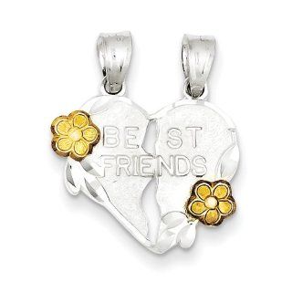 Sterling Silver Best Friends 2 piece Break Apart Heart Charm, Best Quality Free Gift Box Satisfaction Guaranteed Jewelry