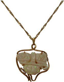 Carved Opal Gold Pendent Pendants Jewelry