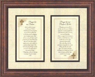 Prayer for Pastor and Pastor's Wife Heartfelt Appreciation Christian Sentiments 3 d Jewel with Pearlized Background Framed Print, Brown (17x14)   Christian Gift For Pastor