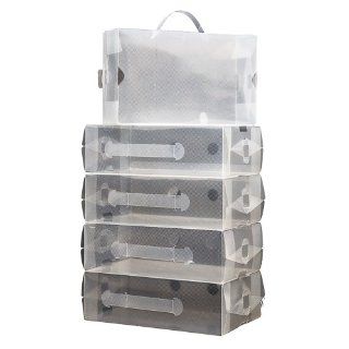 10 x Clear Foldable Plastic Shoe Storage Boxes by KurtzyTM  