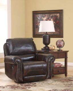 Brown Leather Swivel Glider Recliner by Ashley Furniture   Swivel Rocker Recliner Leather