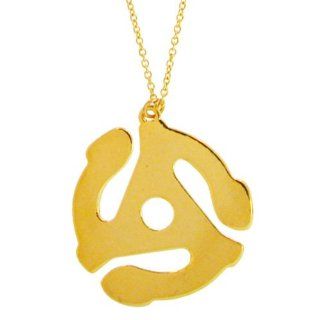 45 Rpm Vinyl Record Adapter Spindle Replica Pendant Necklace, Life Sized, in Gold Cora Hysinger Jewelry