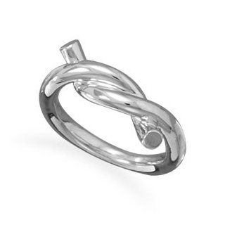 Thick Rhodium Plated Half Knot Ring / Size 4 Jewelry