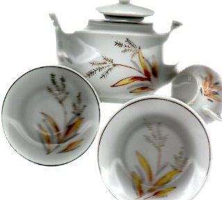 Vintage Toy China Tea Set with Sheaf of Wheat Design (Made In Japan)  Tea Services  