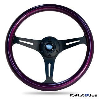 NRG Steering Wheel   330mm (12.99 inches)   Purple Colored Wood   Black Spokes   Part # ST 015BK PP Automotive