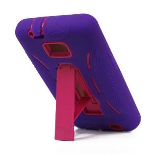 For Samsung Galaxy S II Galaxy SII Galaxy S2 Straight Talk Net10 SGH S959G S959G Hybrid Hard Rubber Case Purple Pink with Stand 