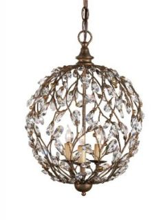 Currey and Company 9652 Crystal Bud 3 Light Sphere Chandelier, Cupertino Finish with Crystal Accents    