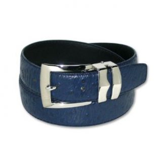 OSTRICH NAVY BLUE Bonded Leather Belt Silver Tone Buckle Regular sz 42 at  Mens Clothing store Apparel Belts