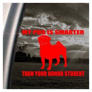 Pug Red Decal Dog Funny Car Truck Bumper Window Red Sticker   Automotive Decals