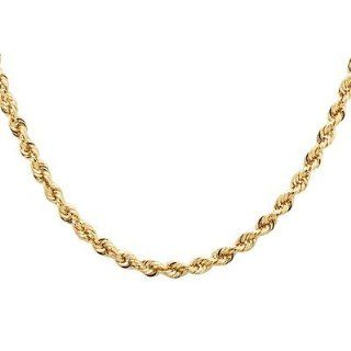 14k Yellow Gold Solid 3mm Rope Twist Diamond Cut Chain Necklace 24" inch Jewelry