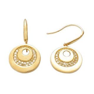 So Chic Jewels   18K Gold Plated Clear Cubic Zirconia Disc Round Drop Earrings Dangle Earrings Jewelry