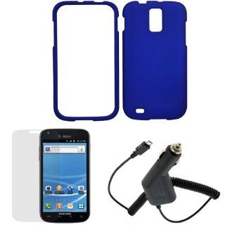 Blue Snap on Rubberized Hard Cover Case + Car Charger for T Mobile Samsung Hercules SGH T989 Cell Phones & Accessories