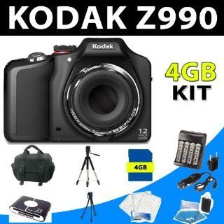 Kodak Easyshare Max Z990 12mp Digital Camera (Black) + 4gb Complete Accessory Kit  Digital Slr Camera Bundles  Camera & Photo