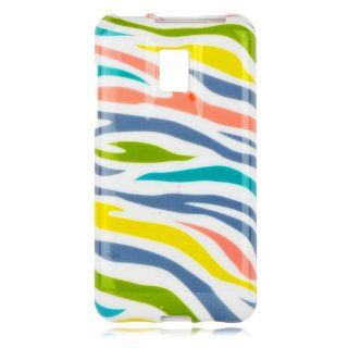 Talon Phone Case for LG Optimus 2X, P990, and G2X   Rainbow Zebra   T Mobile   1 Pack   Case   Retail Packaging   Yellow, White, Red, and Blue Cell Phones & Accessories