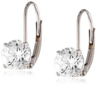 10k White Gold Dangle Earrings Made with Round Cut Swarovski Zirconia (2 cttw) Drop Earrings Jewelry