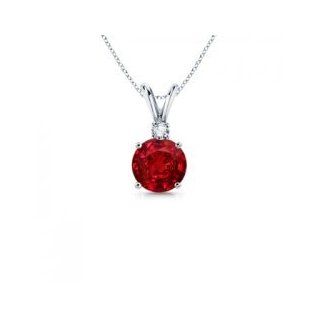 Round Diamond and Ruby V Bale Pendant in Platinum Quality Heirloom Jewelry
