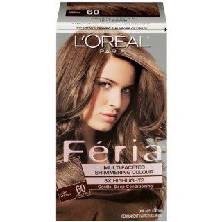 L'Oreal Paris Feria Hair Color, 60 Light Brown/Crystal Brown  Chemical Hair Dyes  Beauty