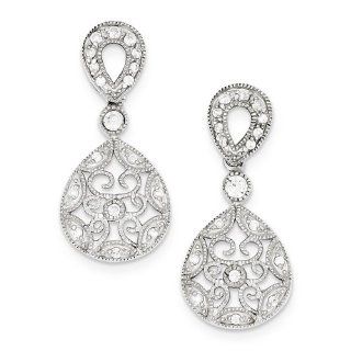 Sterling Silver Cz Antique Style Earrings, Best Quality Free Gift Box Satisfaction Guaranteed Dangle Earrings Jewelry