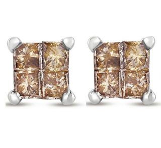 1/2ct Chocolate Diamond Solitaire Stud Earrings 14k White Gold (G H Color, SI2 I1 Clarity) Jewelry