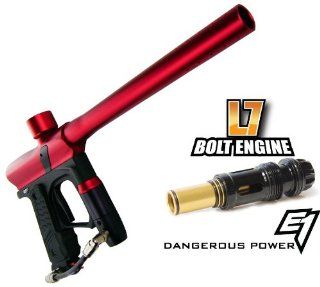Dangerous Power E1 Marker   Red/Black w/TechT L7 Bolt Engine  Paintball Guns  Sports & Outdoors