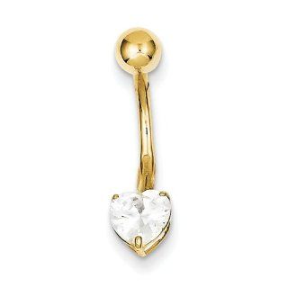 10k W/6x6 Heart Belly Dangle, Best Quality Free Gift Box Satisfaction Guaranteed Jewelry