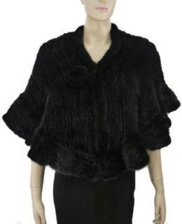 Knitted Mink Fur Stole With Rosette