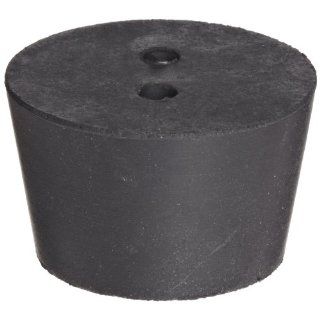 Plasticoid M29 2 Hole Tapered Natural Rubber Stopper, 1 39/64" Top Diameter, 1 19/64" Bottom Diameter, 8 Size, 31/32" Length Science Lab Rubber Stoppers