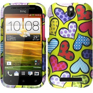 Retro Hearts Blue Red Pink Purple Hard Case Cover For HTC One SV Cell Phones & Accessories