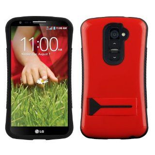 LG G2 D801/VS980 Shell Case Hybrid V2 Red PC/Black TPU Cell Phones & Accessories