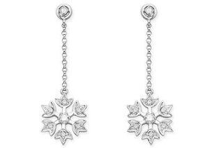 1/5 Carat Diamond 14K White Gold Snowflake Earrings By Dalumi Jewelry