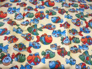 Fishes on Yellow 56 Inch Wide Fabric By the Yard from The Fabric Exchange   Other Products  