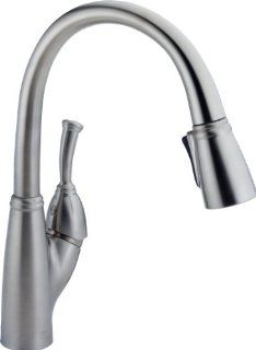 Delta Faucet 989 AR DST Allora Single Handle Pull Down Kitchen Faucet, Arctic Stainless   Touch On Kitchen Sink Faucets  