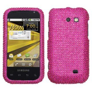 Hard Plastic Snap on Cover Fits Samsung M920 Transform Hot Pink Full Diamond/Rhinestone Sprint Cell Phones & Accessories