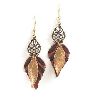 Jody Coyote Red Filigree Victorian Twisted & Flutted Leaves Drop Tango Earrings Qn377 01 Jewelry