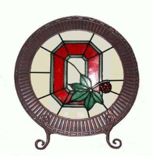 Ohio St Buckeyes Stained Glass Charger Lamp w Stand Kitchen & Dining