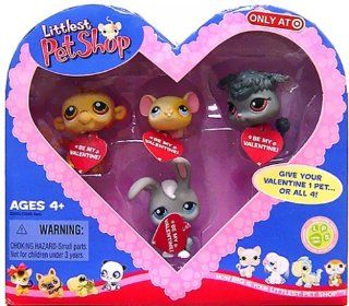 Littlest Pet Shop Valentine Exclusive Monkey Mouse Poodle Bunny Toys & Games