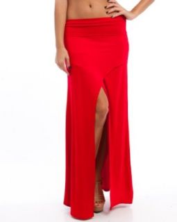 MOD 20 Women's Side Slit Maxi Skirt Red XS(78749)