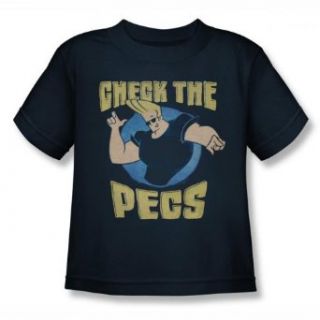 Johnny Bravo   Juvy Check The Pects T Shirt In Navy Novelty T Shirts Clothing