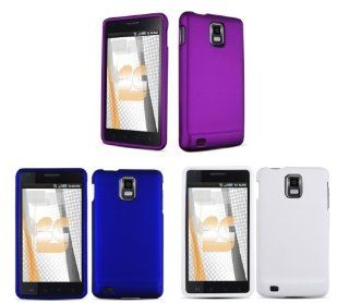 Samsung Infuse 4G  SGH i997  (AT&T) Premium Combo Pack   3 Rubberized Shield Hard Case Covers (Blue, Purple, White) + Atom LED Keychain Light + Case Opener Tool Cell Phones & Accessories