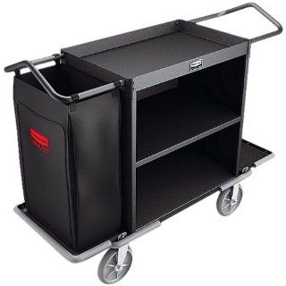 Rubbermaid Commercial Executive Series FG9T6200BLA High Capacity Housekeeping Cart, Steel, Black