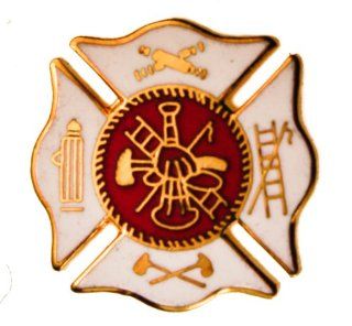 Fire Department Dept Red on White hat or lapel pin D27 Jewelry