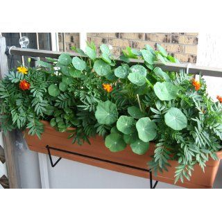 Amertac 5022BL Railing Flower Box Holder, Black  Plant Stands  Patio, Lawn & Garden