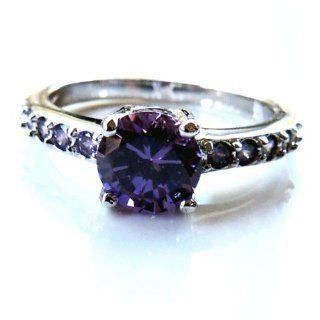 Christine Ring Engagement Cocktail Purple AAA Quality Cubic Zirconia Platinum Plated Ginger Lyne Collection Vintage Rings Jewelry