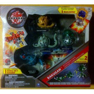 Bakugan Bakufusion Baku Sky Raiders Bakumine Extension Pack   includes Volkaos (balista + worton) 1 Sky Raider and 1 Bakumine Tremblar + 4 ability Cards and 4 metal gate cards. (Colors and types vary, check condition note) Toys & Games