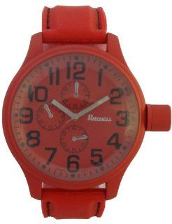 RayNell Color Domination Chronograph style LOOK Large Case Red Dial Unisex watch With Red Silicon Rubber Band 