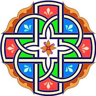 Celtic Cross with Green, Blue & Orange   Etched Vinyl Stained Glass Film, Static Cling Window Decal   Stained Glass Window Panels