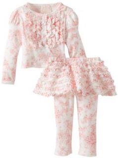Biscotti Baby Girls Infant Victorian Rose Long Sleevetop and Tutu Pant, Pink, 12 Months Infant And Toddler Pants Clothing Sets Clothing
